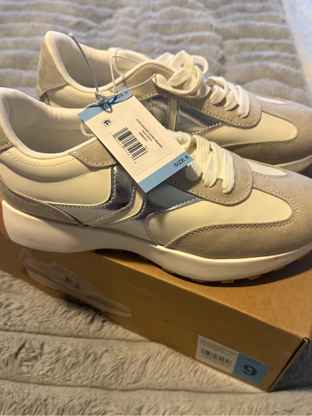 Steve Madden Cream and Silver Retro Runner Sneakers ***BRAND NEW***